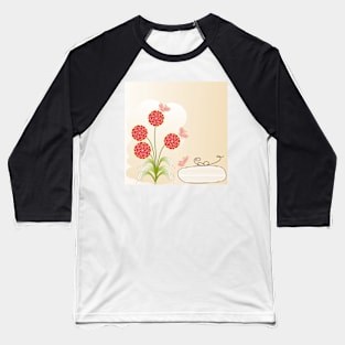 Floral background with vintage  flowers vector design and copy space. Baseball T-Shirt